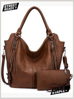Large Hobo Tote Bag PU Leather Shoulder Bag Purse